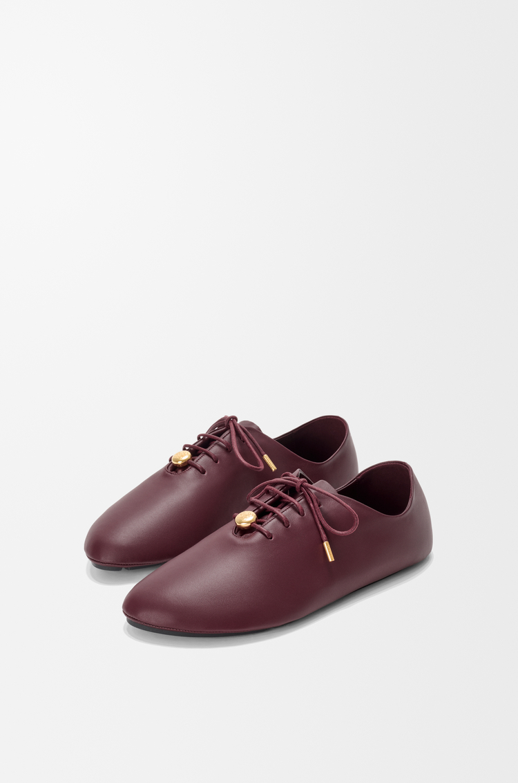 LOEWE Pebble Soft lace-up in nappa calfskin Dark Burgundy