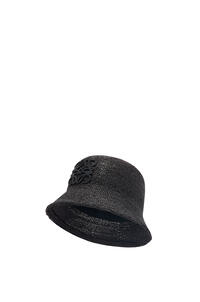 LOEWE Sombrero de pescador en rafia y piel de ternera Negro