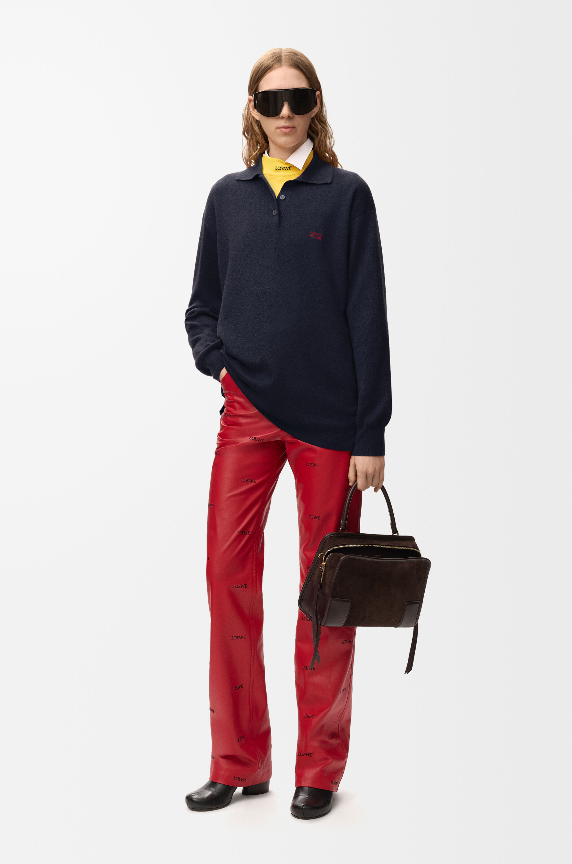 【新品タグ付き】LOEWE ダークブルー キャミソール ポロ セーター（カシミヤ&シルクブレンド） ブルー - ロエベ 日本 公式