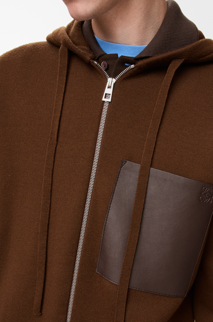 LOEWE Zip-up hoodie in wool Brown