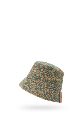 LOEWE Reversible Anagram bucket hat in jacquard and nylon Khaki Green/Tan