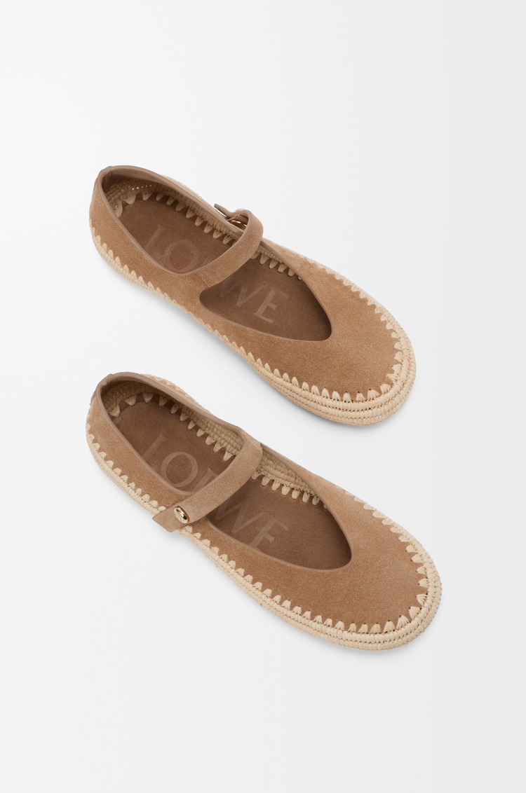 LOEWE リオ メリージェーン（スエード&ラフィア） ダークベージュ