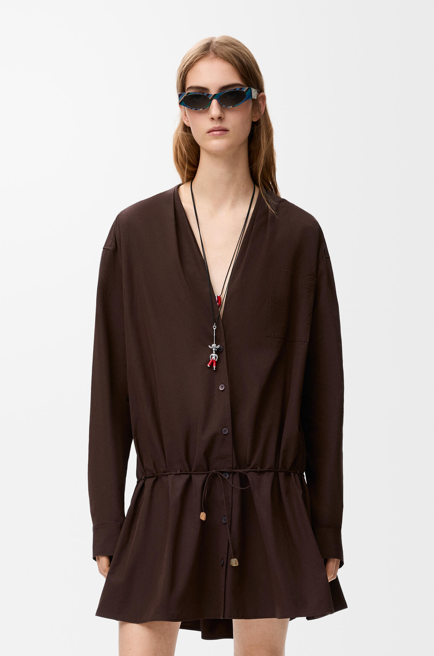 Shirt dress in cotton Brown - LOEWE USA Official Website