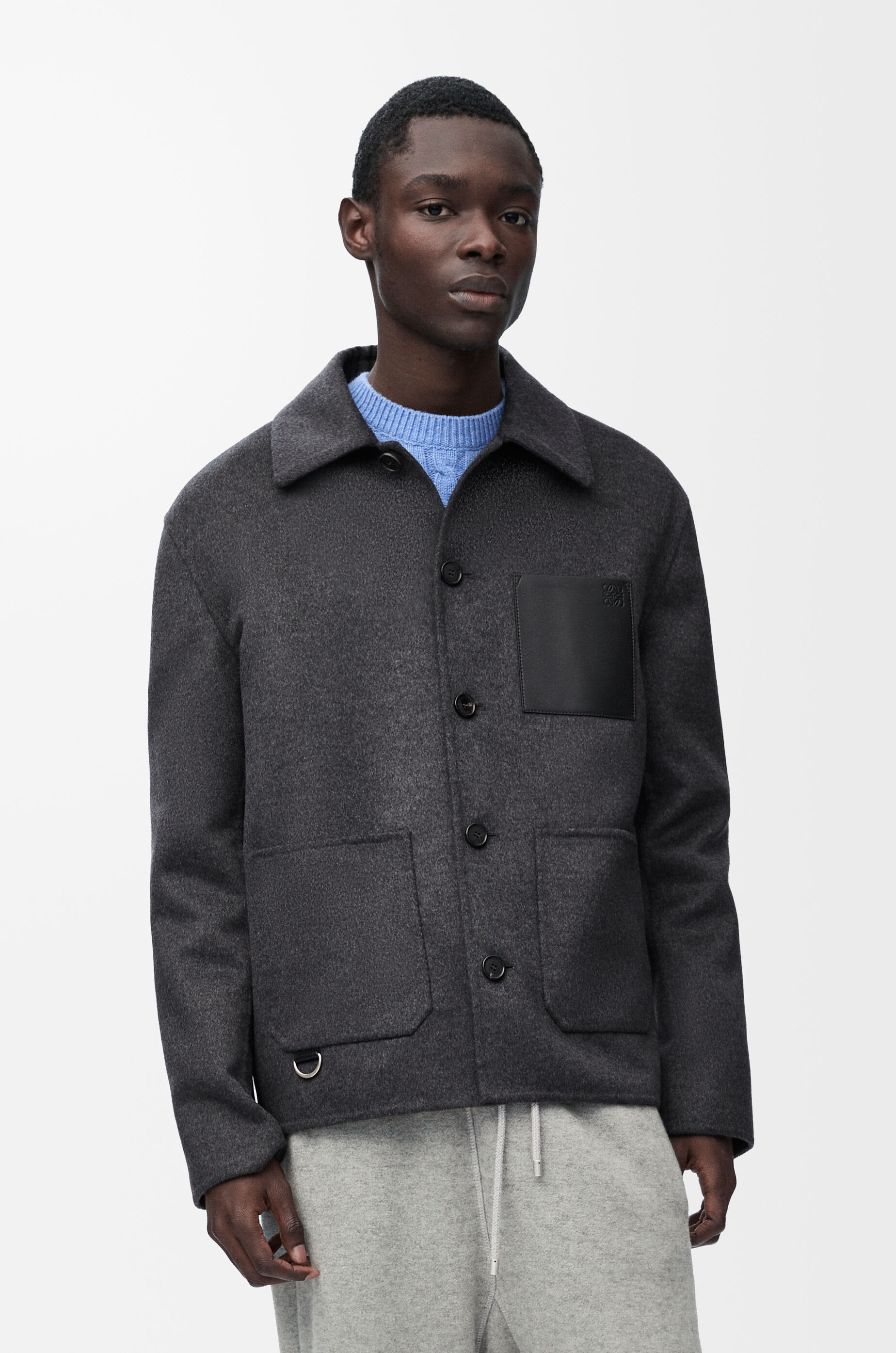 Workwear jacket in wool and cashmere Grey - LOEWE