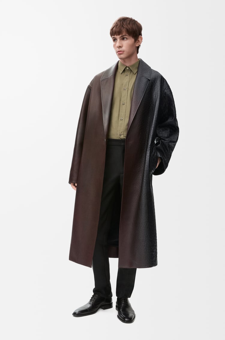 LOEWE 纳帕牛皮革大衣 深棕色