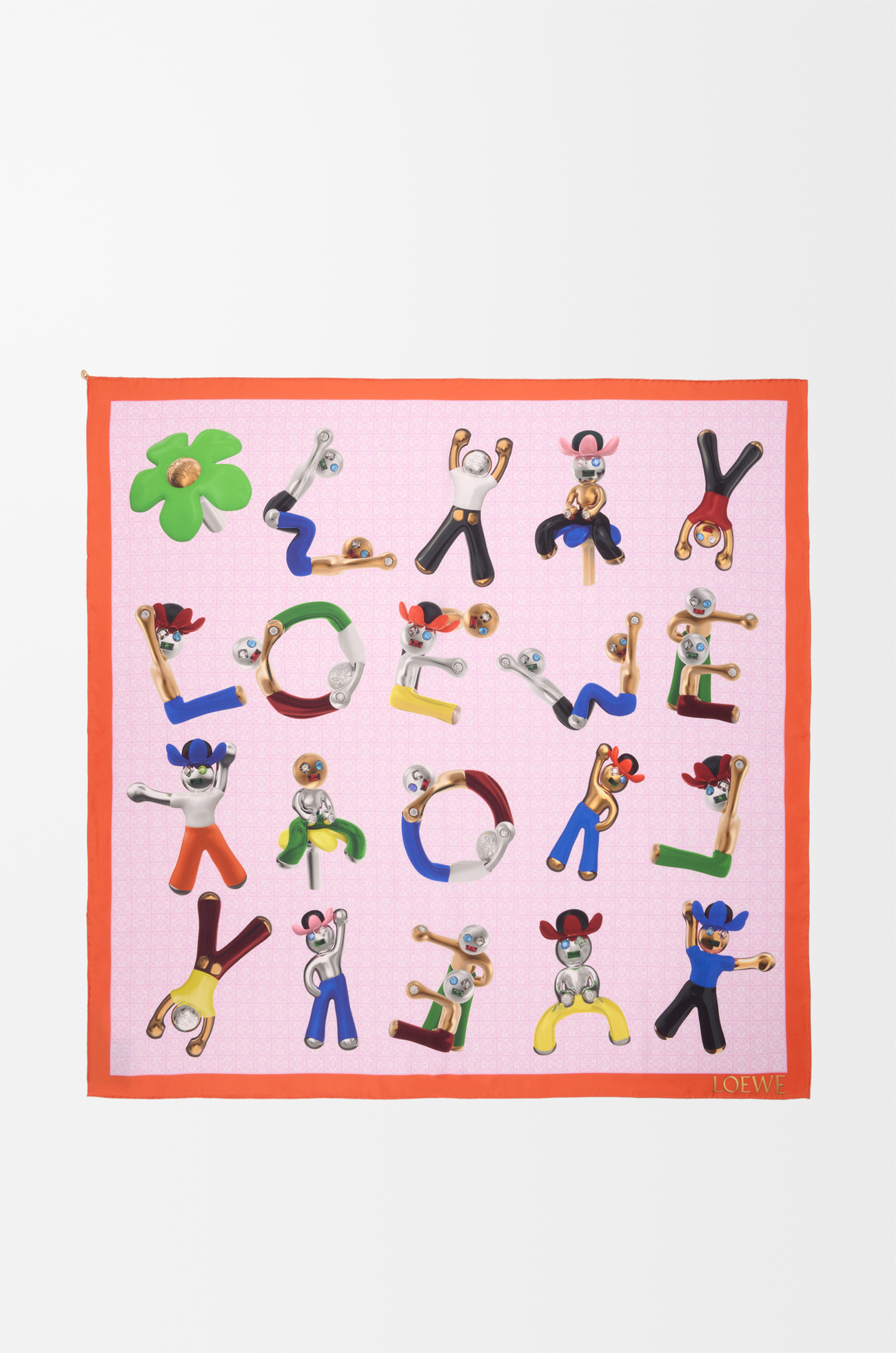 LOEWE Scarf in silk Pink/Multicolor