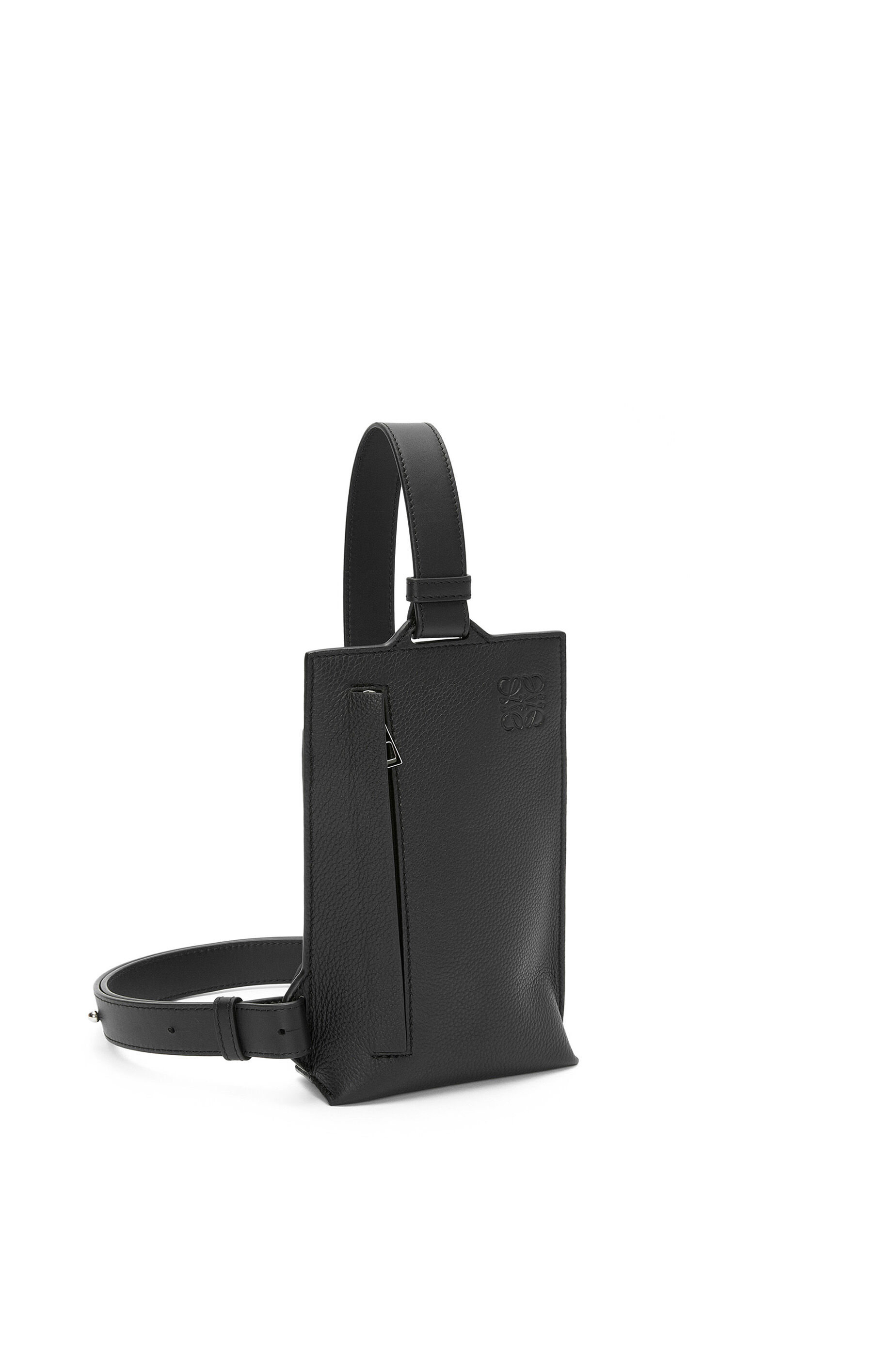 Loewe Men s Luxury Vertical T Pocket in Soft Grained Calfskin Black Messenger