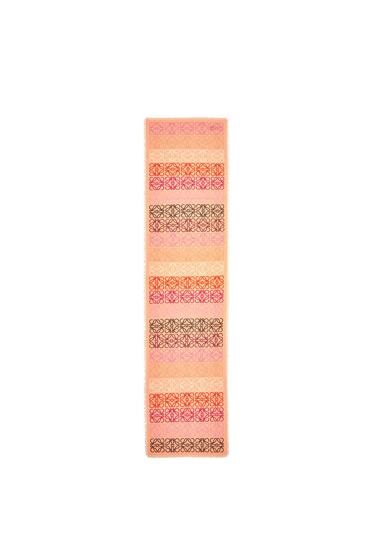 LOEWE Anagram lines scarf in wool, silk and cashmere Peach Pink