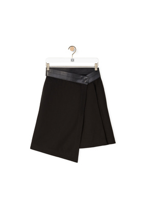 LOEWE Wrap mini skirt in cotton and linen Black plp_rd