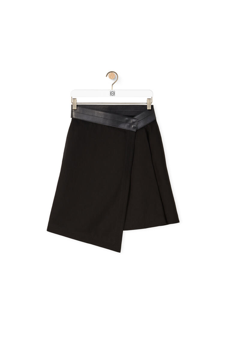 LOEWE Wrap mini skirt in cotton and linen Black pdp_rd