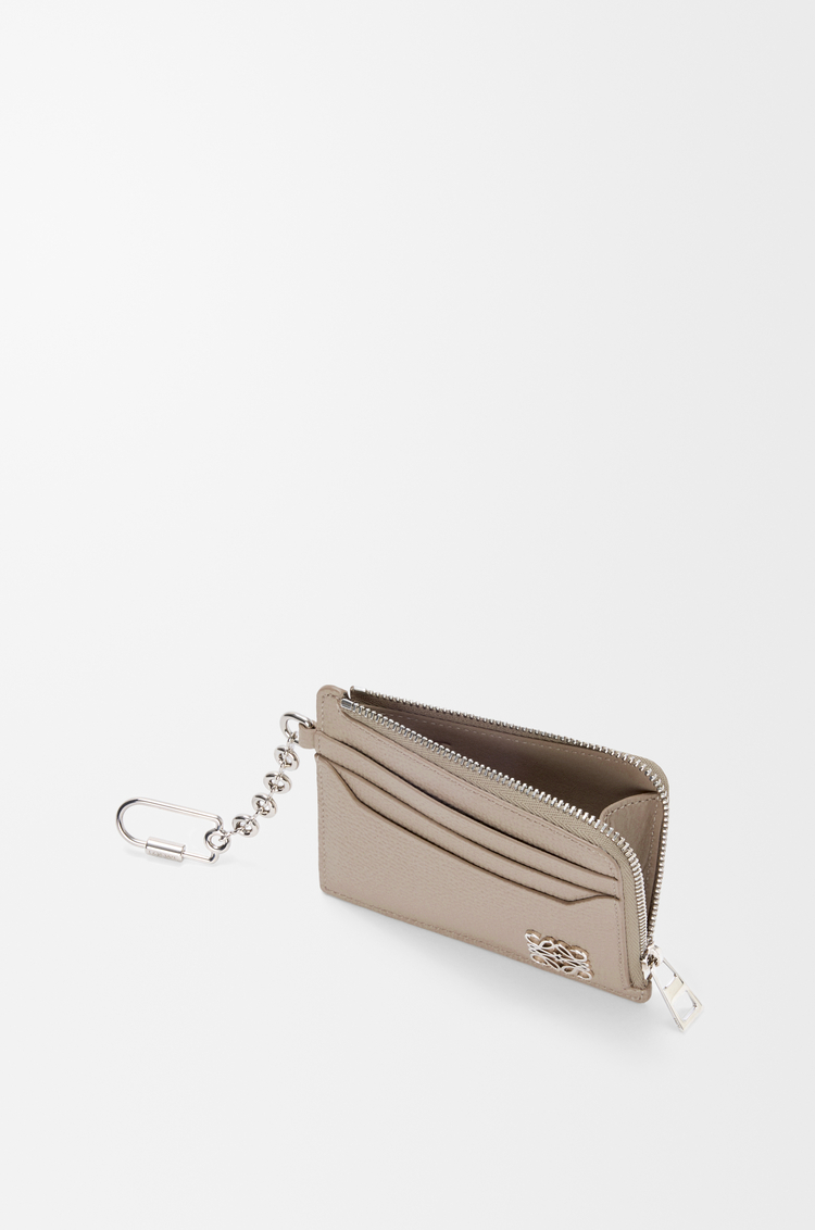 LOEWE Anagram square coin cardholder in pebble grained calfskin Clay
