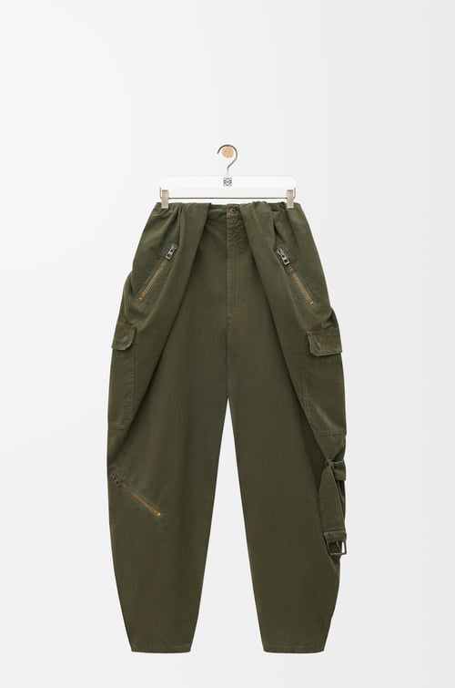 LOEWE Balloon cargo trousers in cotton Deep Olive