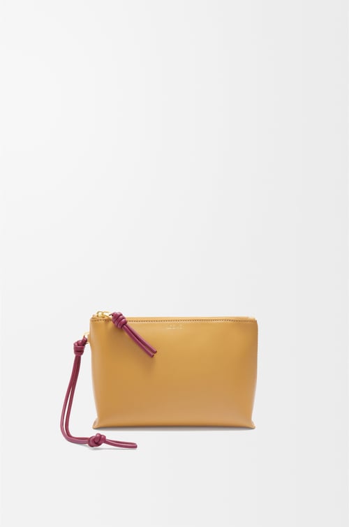 LOEWE Knot T pouch in shiny nappa calfskin Sahara/Crimson