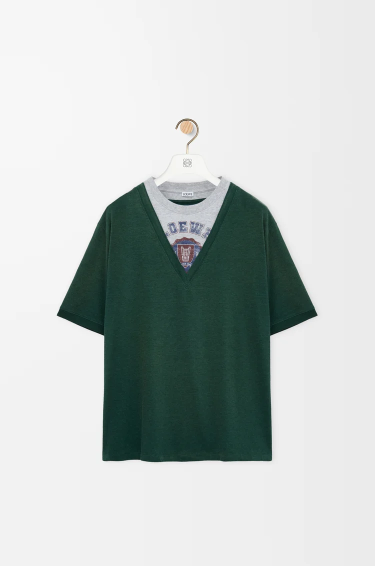 LOEWE 루즈 핏 티셔츠 - 코튼 혼방 Green/Grey
