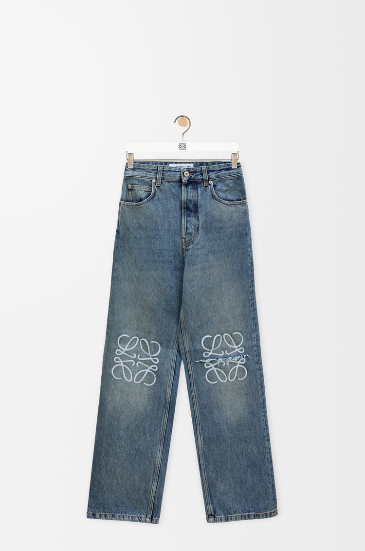 LOEWE 丹宁布 Anagram 宽松牛仔裤 水洗牛仔蓝