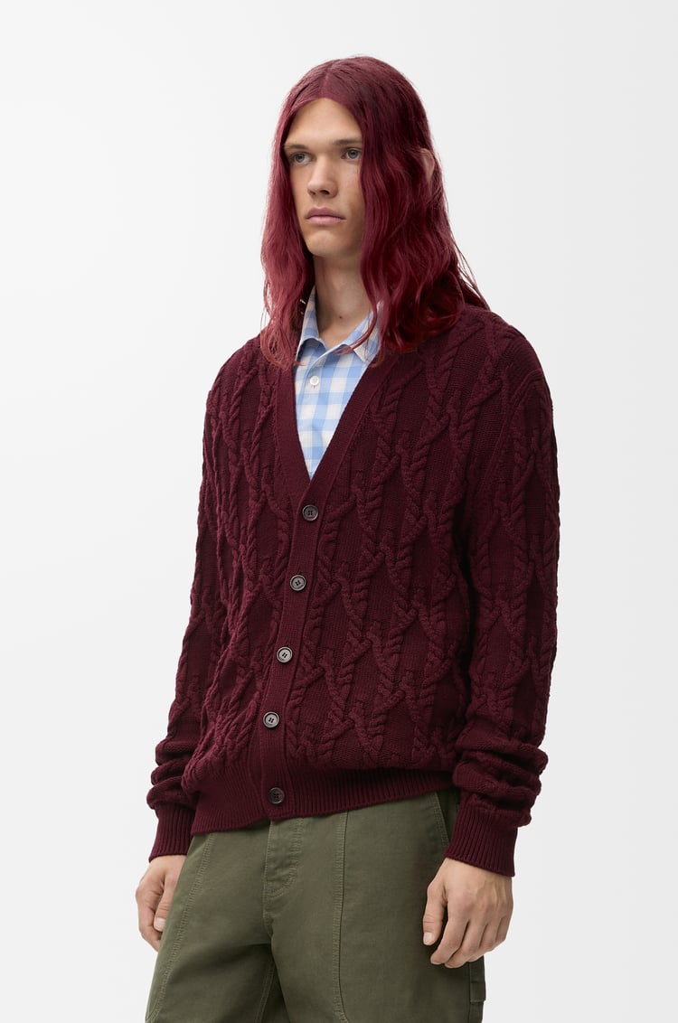 LOEWE Cárdigan de algodón Burdeos