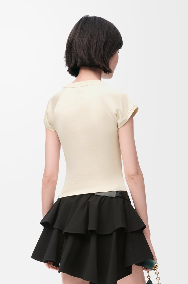LOEWE Camiseta de corte pequeño en algodón y viscosa Marfil