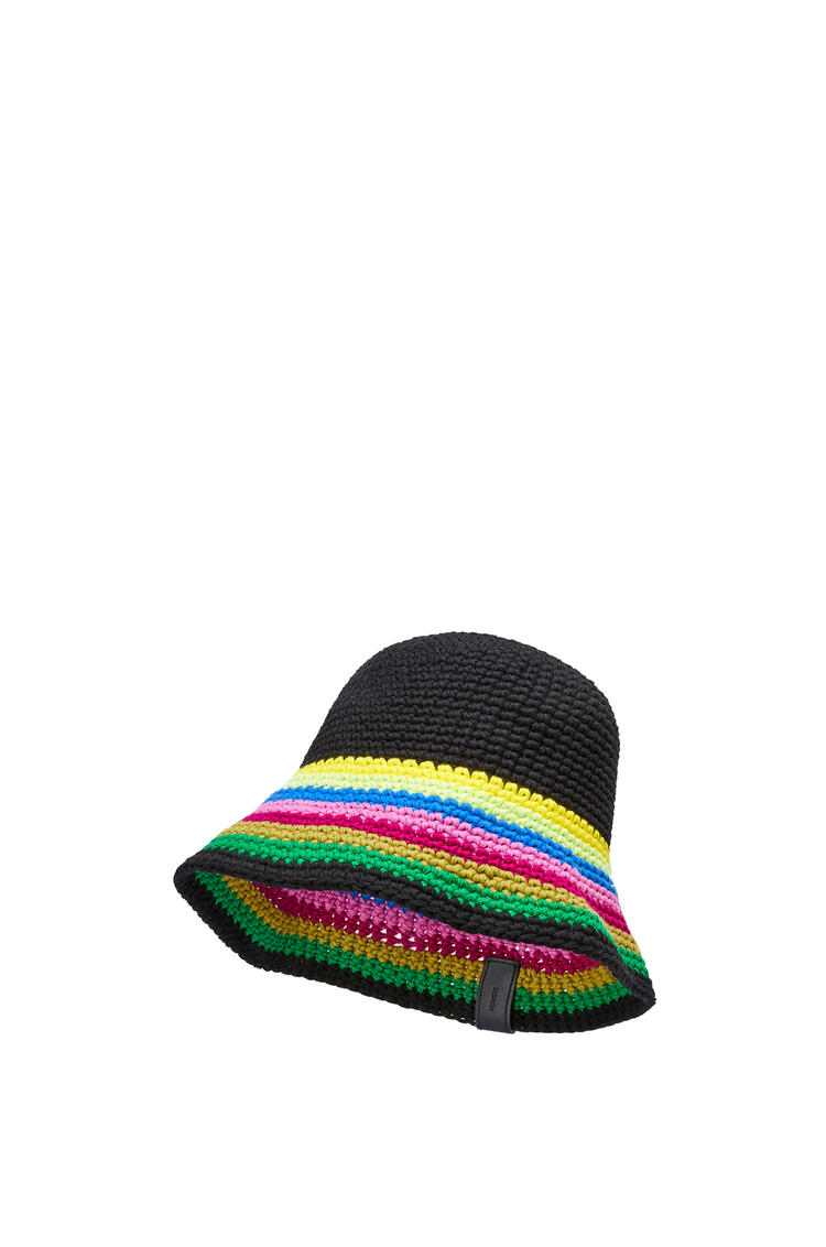 LOEWE Sombrero de croché en algodón y piel de ternera Multicolor/Negro