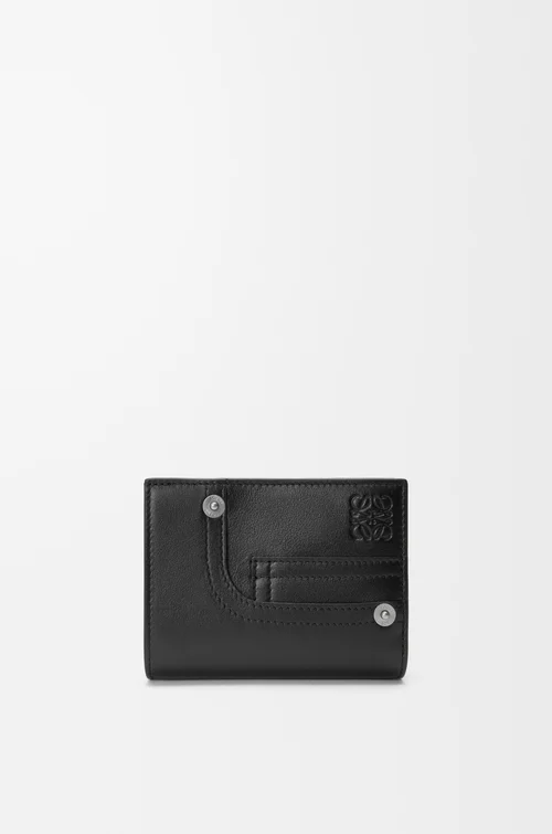 LOEWE Panta compact wallet in shiny calfskin Black