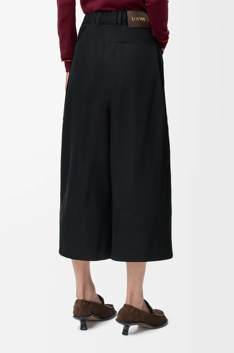 LOEWE Pantaloni crop in cotone e seta Nero