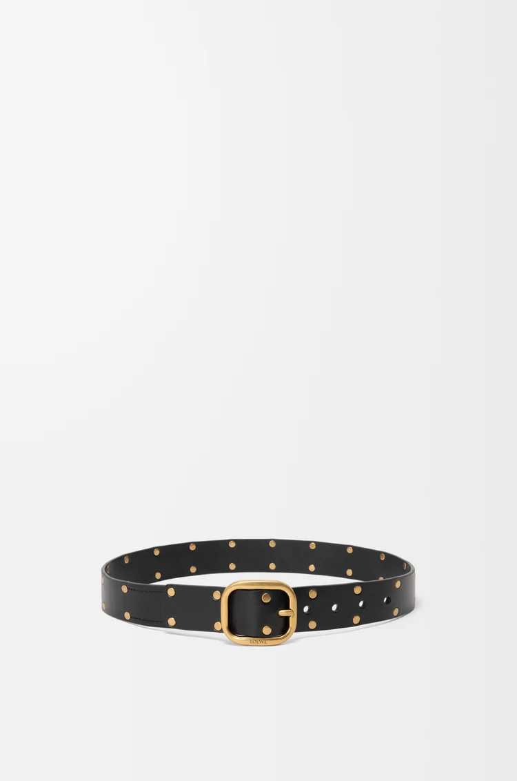 LOEWE Rounded soft belt in classic calfskin Black/Gold