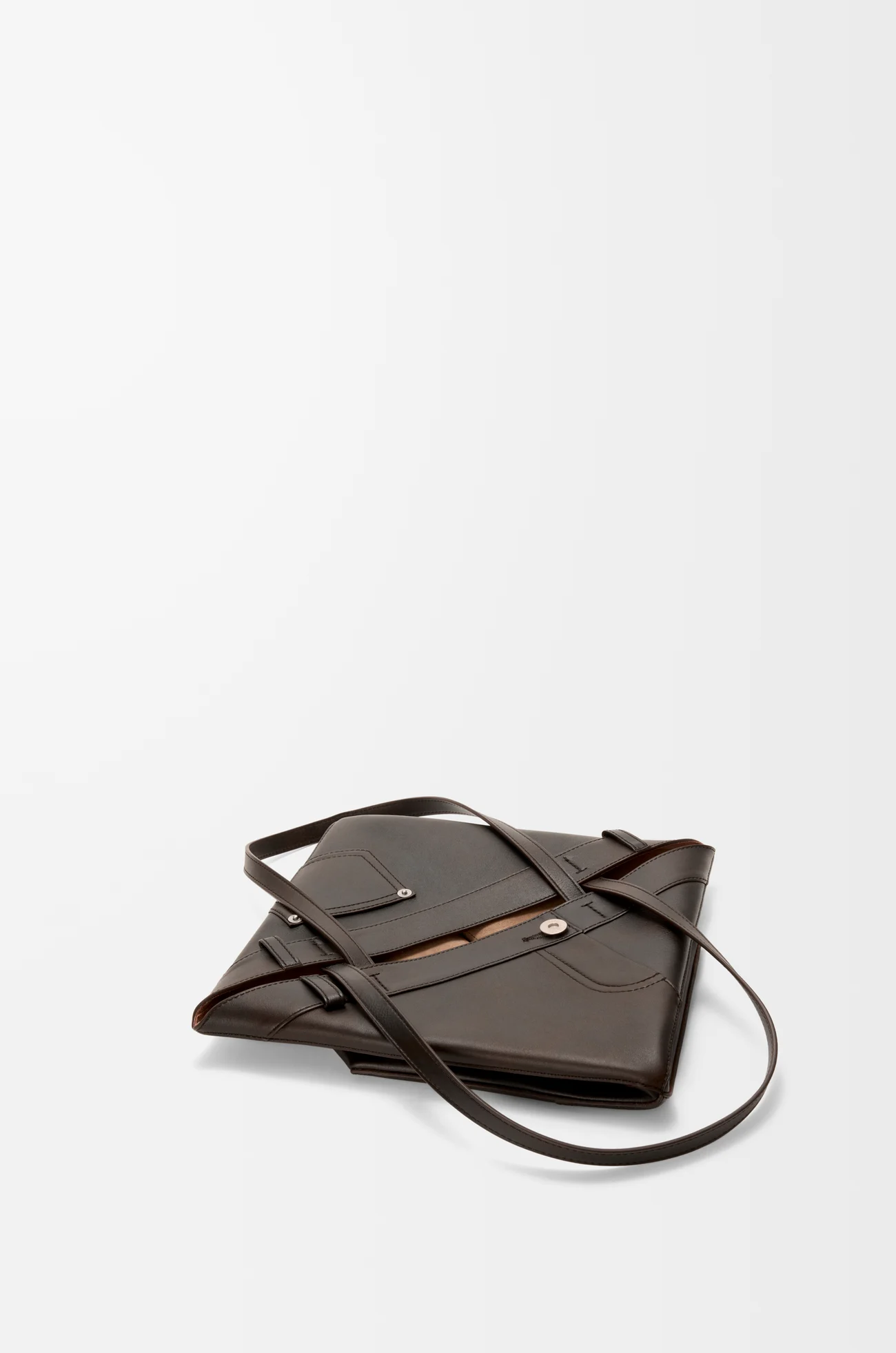 LOEWE 中号亮面牛皮革 Puzzle Fold Panta 手袋 复古棕色