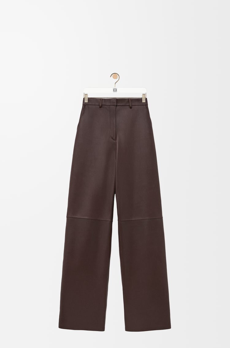 LOEWE Pantalón en piel napa de cordero Marrón Chocolate