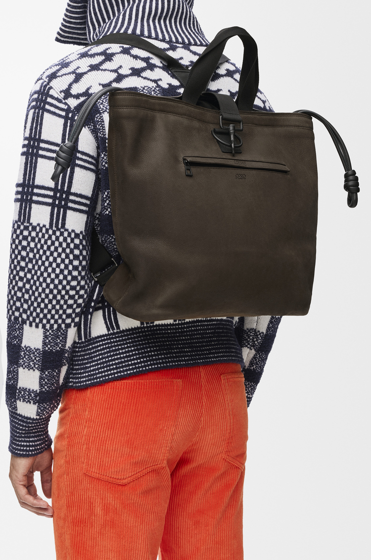 LOEWE Squad backpack in nubuck Khaki