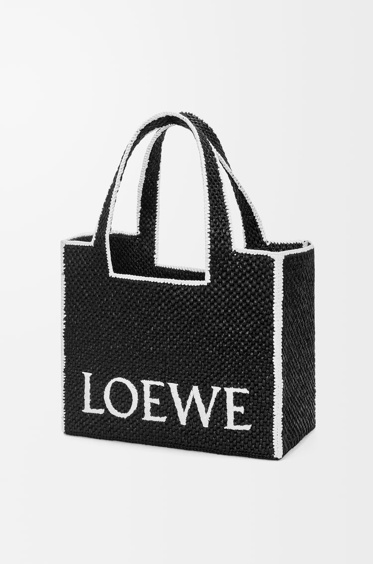 LOEWE Large LOEWE Font Tote in raffia Black