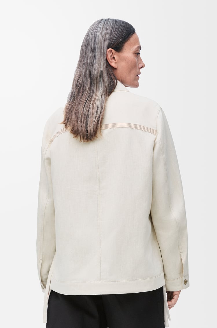 LOEWE Workwear jacket in cotton and linen Ecru