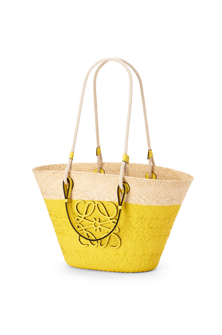 LOEWE Anagram Basket bag in iraca palm and calfskin Natural/Lemon