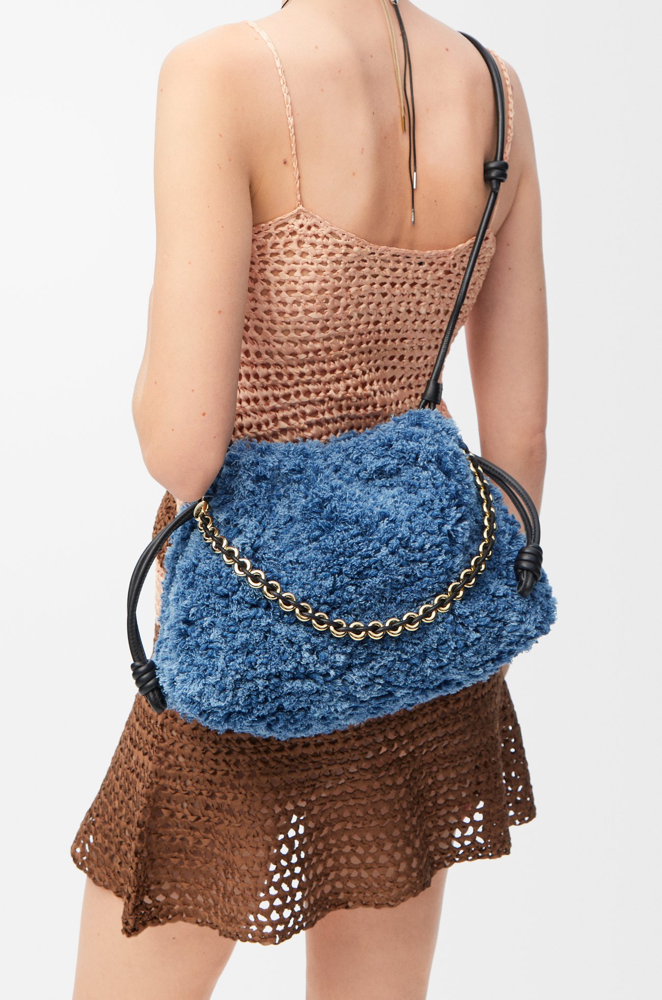 LOEWE Medium Flamenco purse in denim Blue