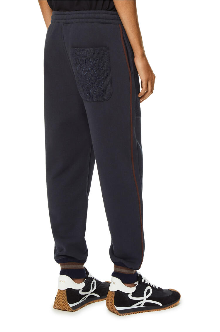 LOEWE Pantalón de jogging en algodón con ribete a contraste Marino Oscuro