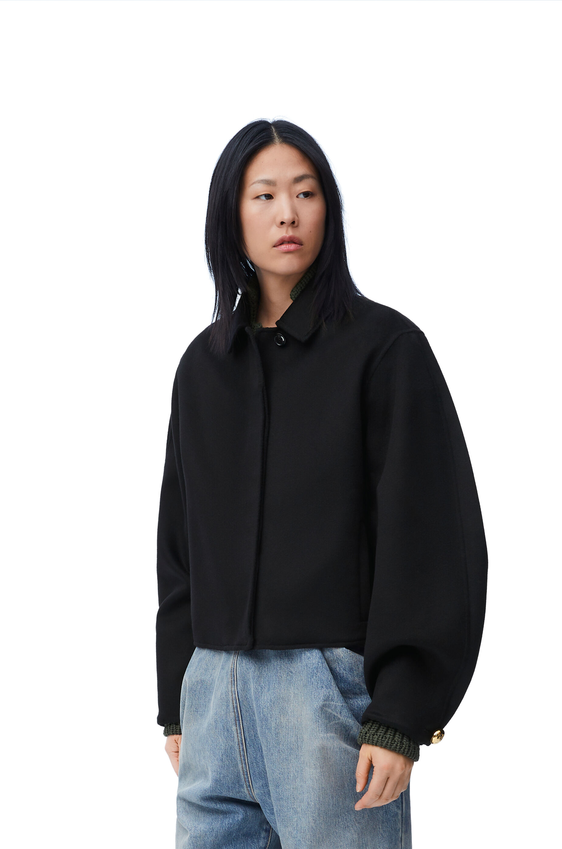 Pebble jacket in wool and cashmere Black - LOEWE