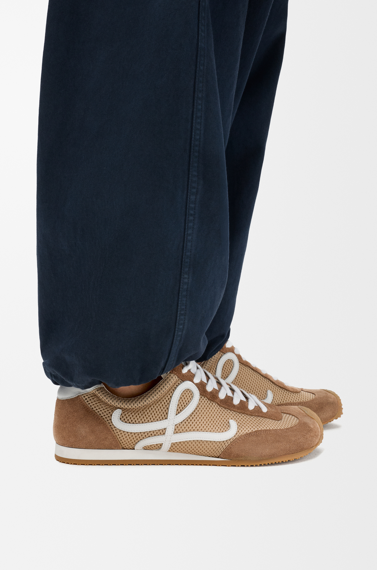 LOEWE Ballet Runner 2.0 in suede and mesh Beige/White/Brown