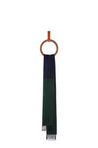 LOEWE Bufanda Window de 30 x 180 cm en lana y cashmere de cuadros Marino/Verde Oscuro