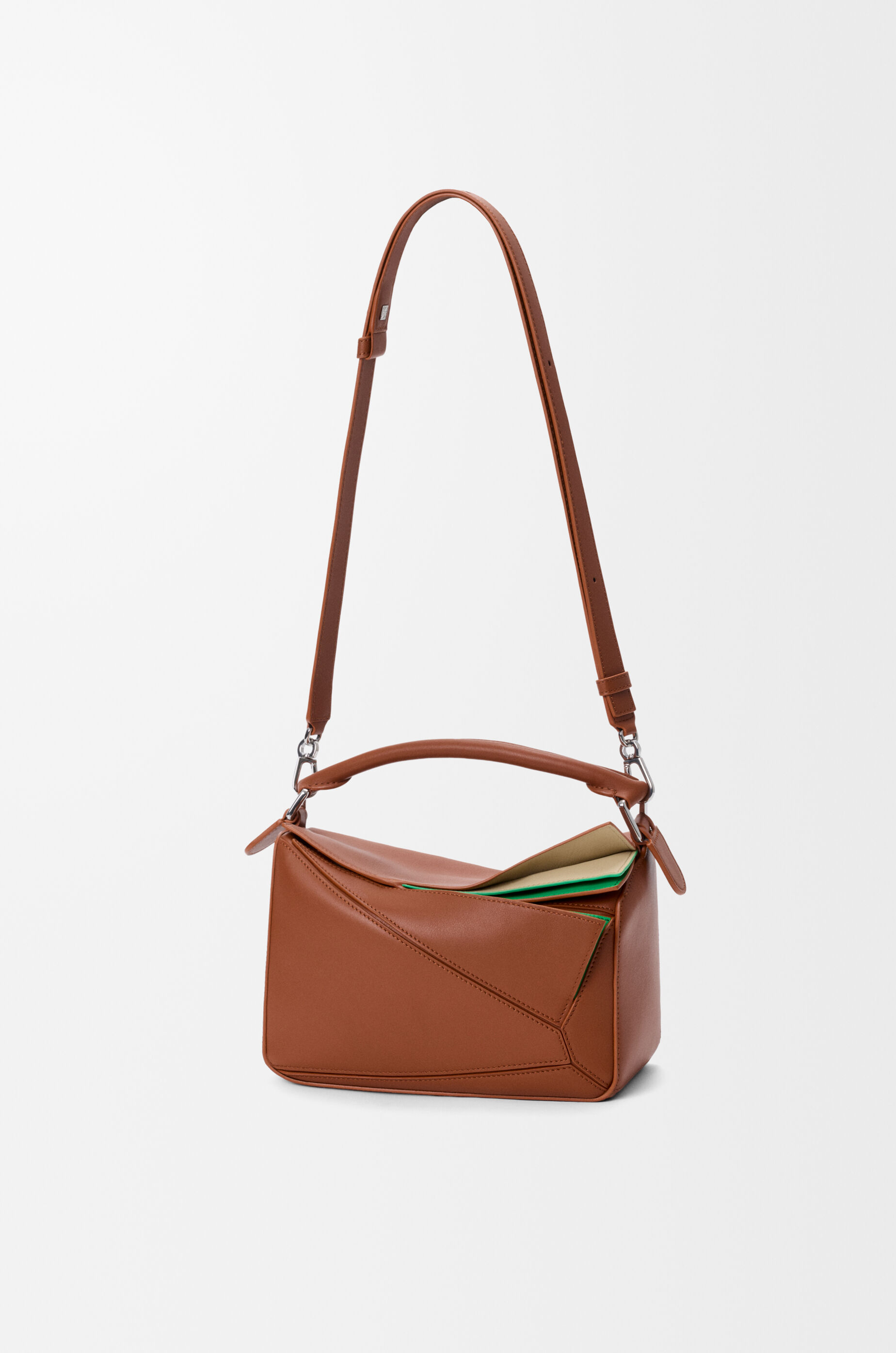 Small layered Puzzle bag in classic calfskin Brown - LOEWE USA