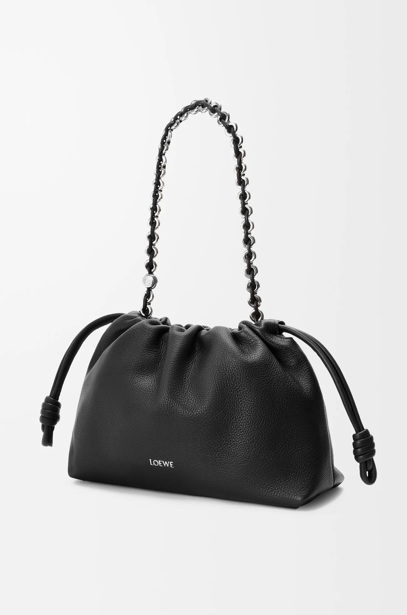 LOEWE Borsa Flamenco Purse media in pelle di vitello granata sottile Nero