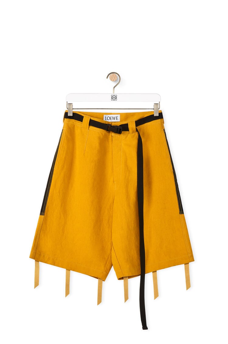 LOEWE Bi-material bermuda shorts in cotton and linen Sunflower pdp_rd