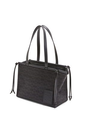 LOEWE Small Cushion Tote in Anagram jacquard and calfskin Anthracite/Black