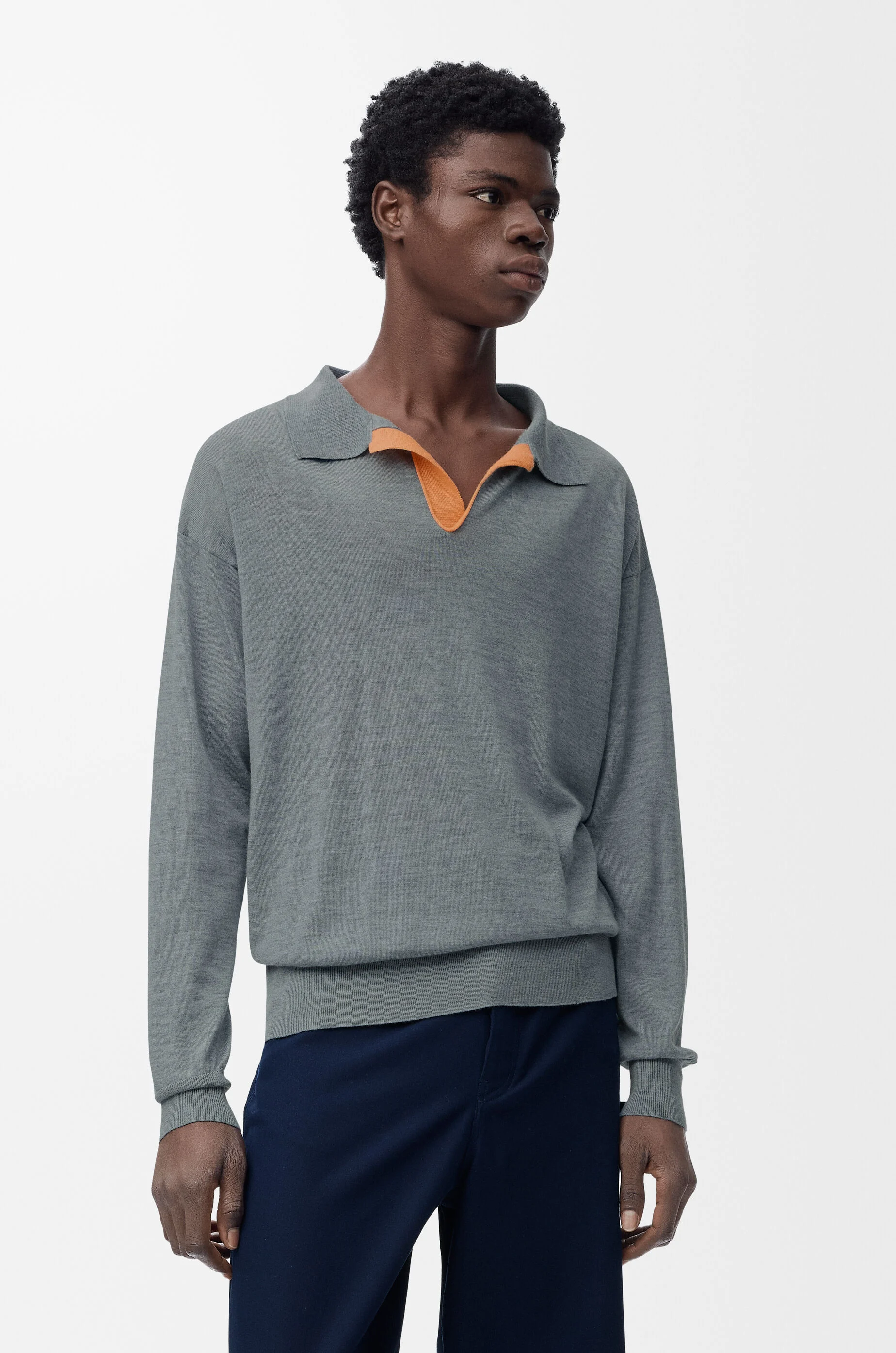 Polo sweater in wool Grey - LOEWE
