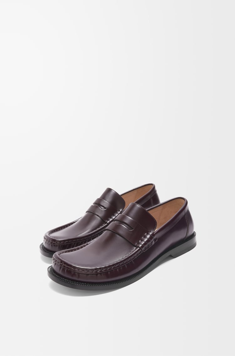 LOEWE Campo loafer in brushed calfskin Burgundy