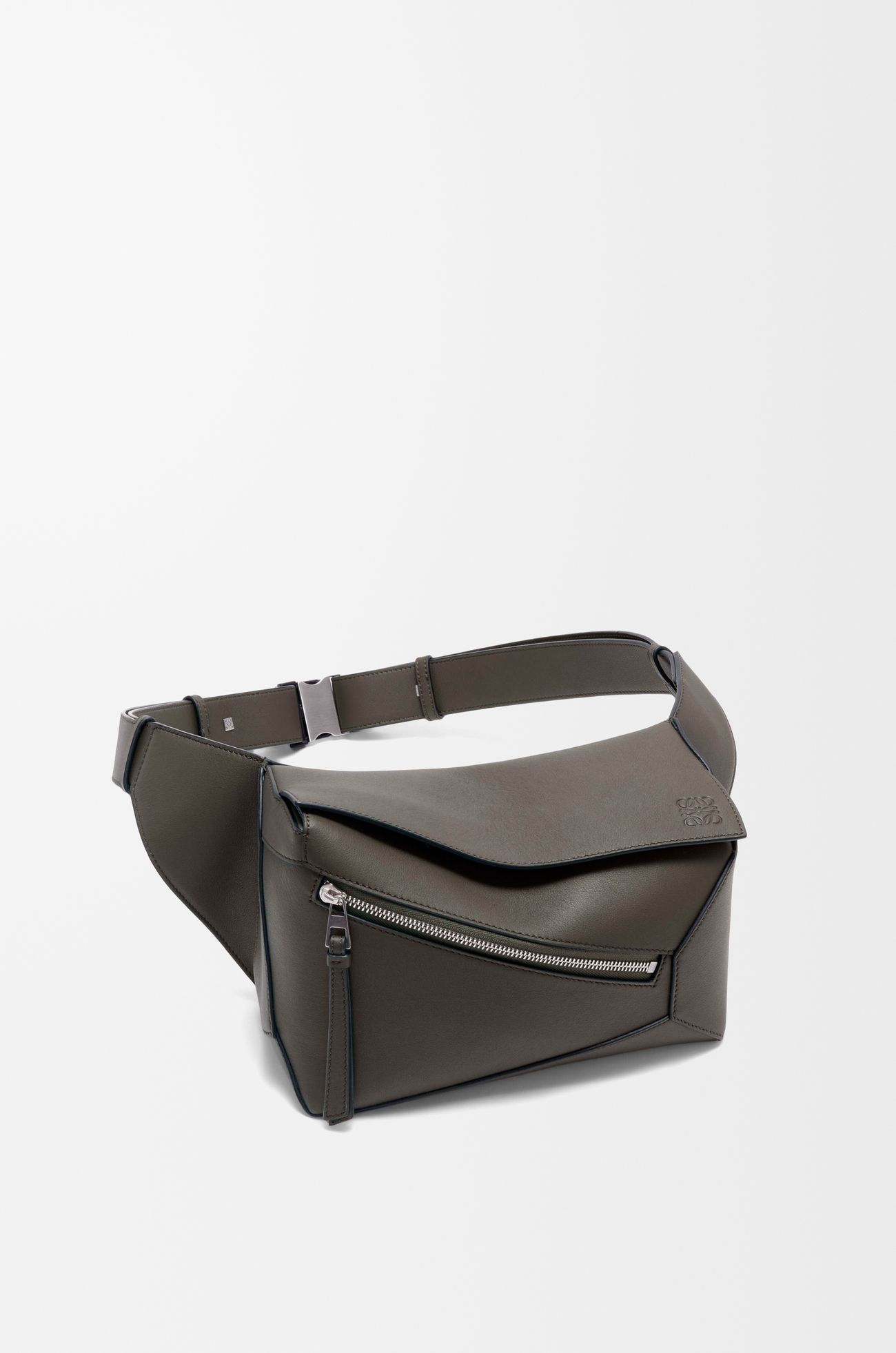 LOEWE Small Puzzle Edge bumbag in classic calfskin Dark Grey