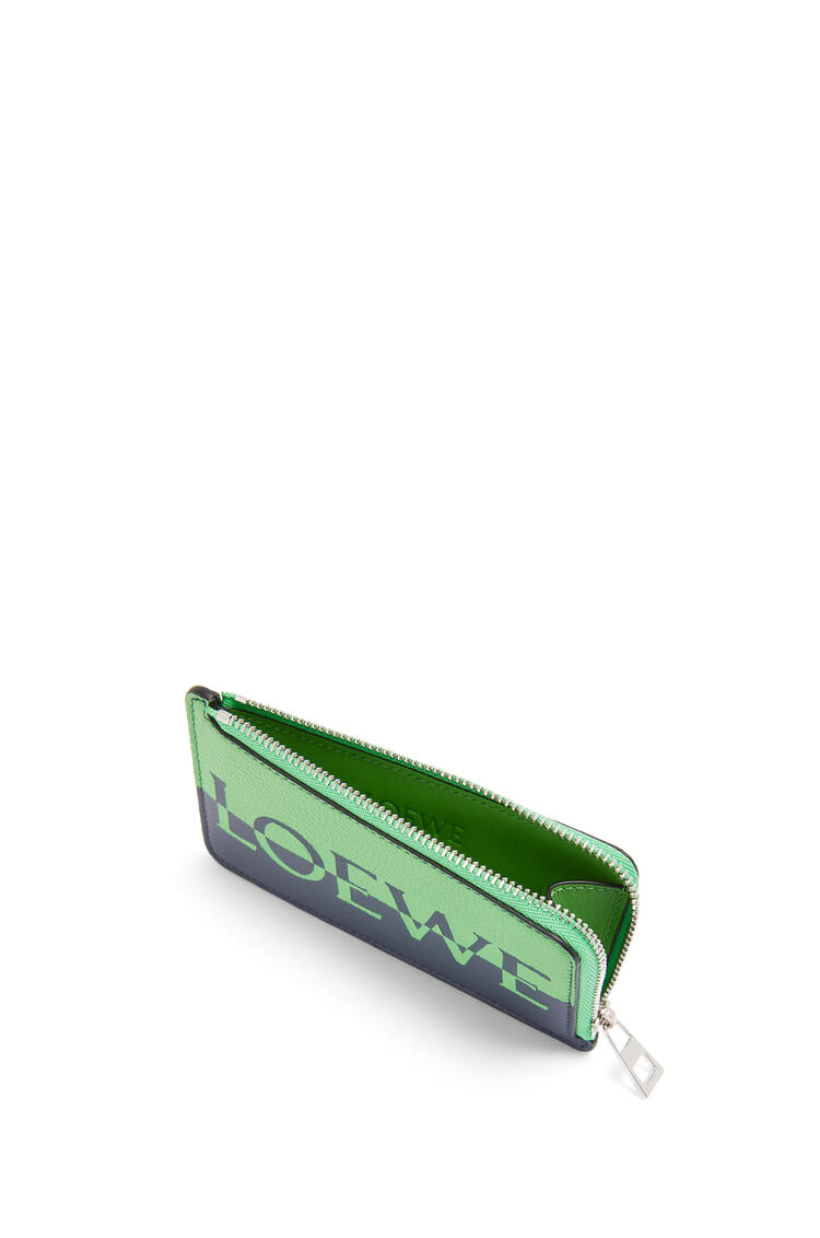 LOEWE Signature coin cardholder in calfskin Apple Green/Deep Navy