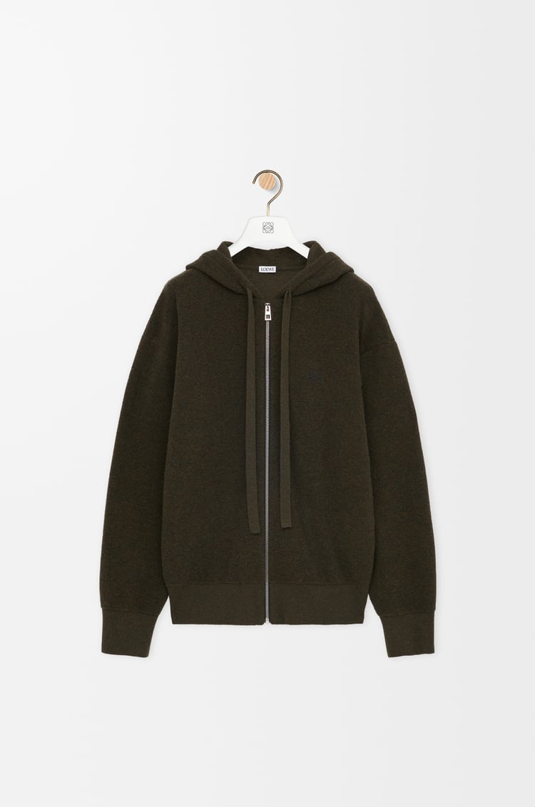 LOEWE Anagram zip-up hoodie in wool Khaki Green