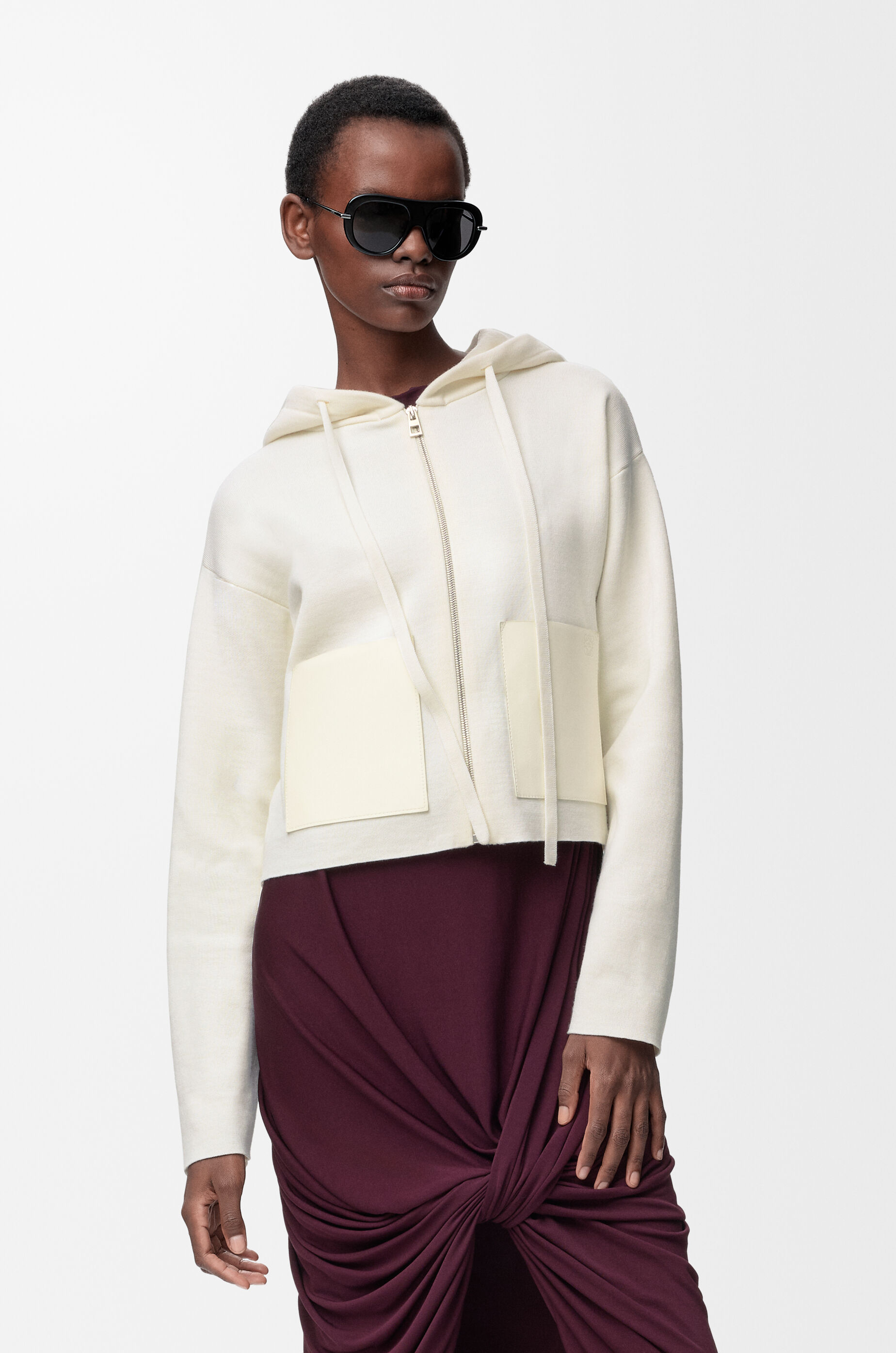 Zip-up hoodie in wool White - LOEWE