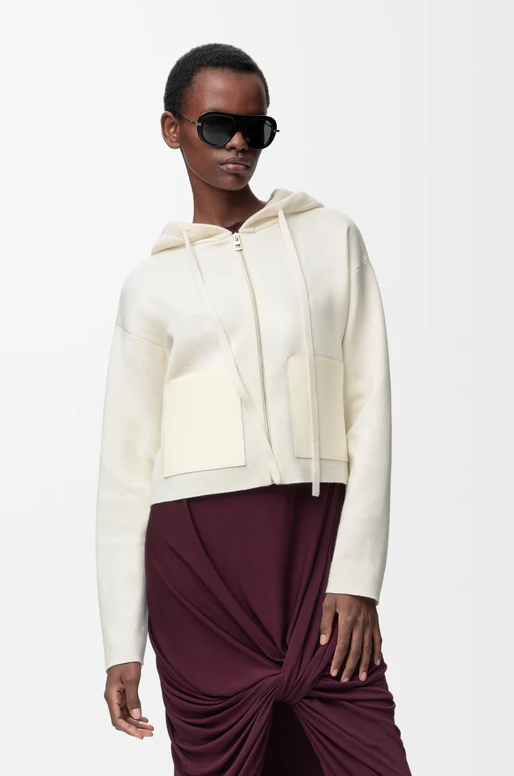 LOEWE Zip-up hoodie in wool White