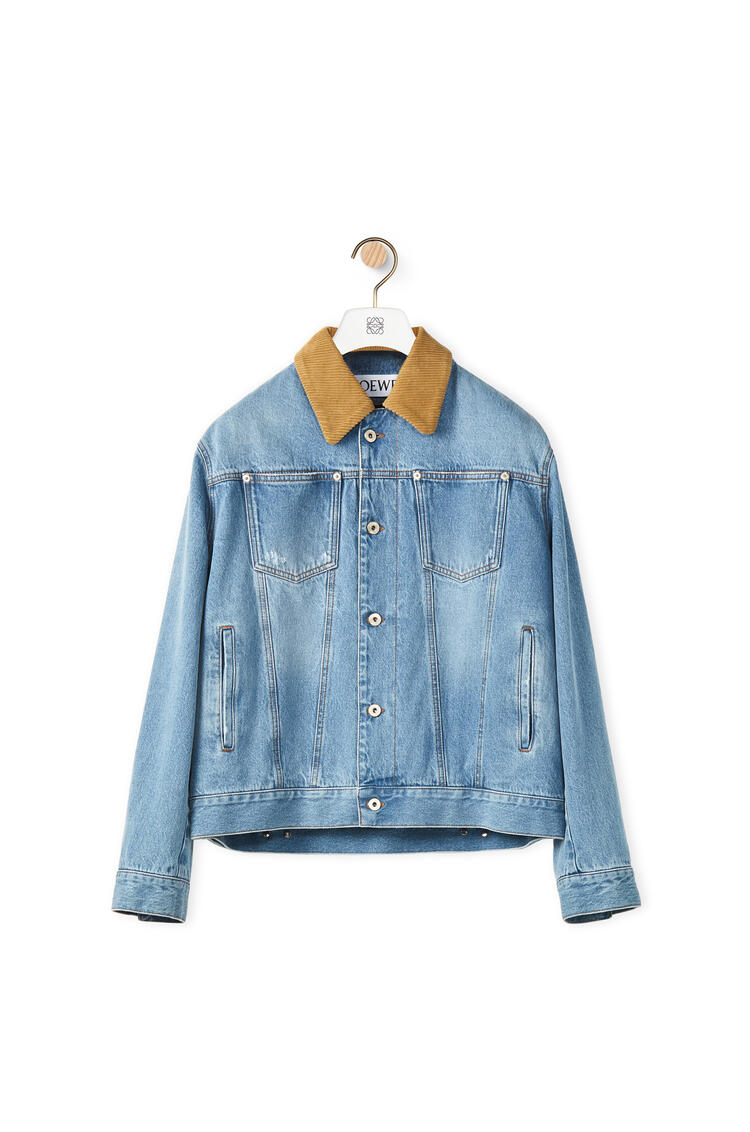 LOEWE Check lined denim jacket in cotton Light Blue pdp_rd