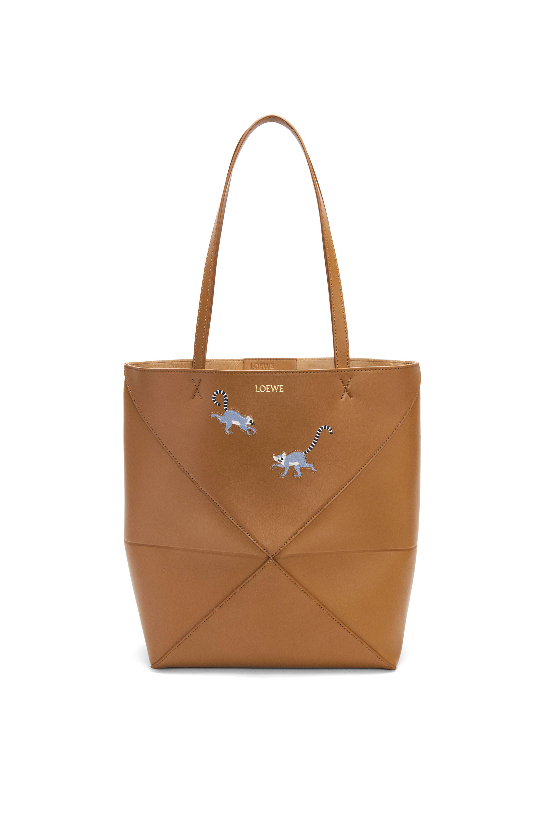 Borsa Puzzle Fold Tote Lemur in pelle di vitello lucida QUERCIA