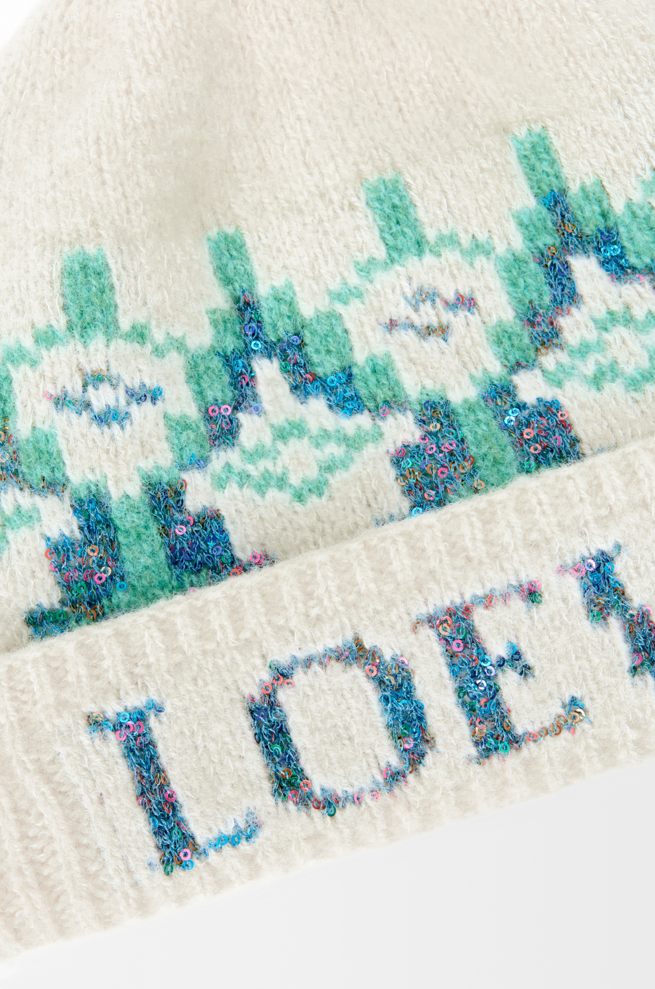 LOEWE Beanie in wool blend White/Mint